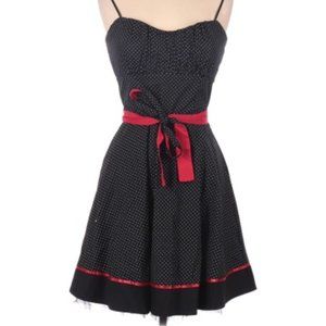 Ruby Rox strapless black/white polka dot dress